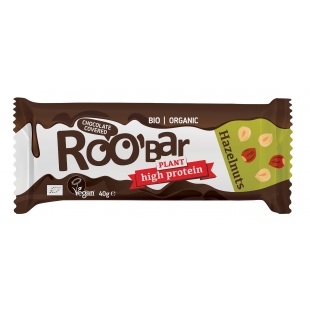 ROO'bar bio vegán csokival bevont protein szelet törökmogyorós, 40g 